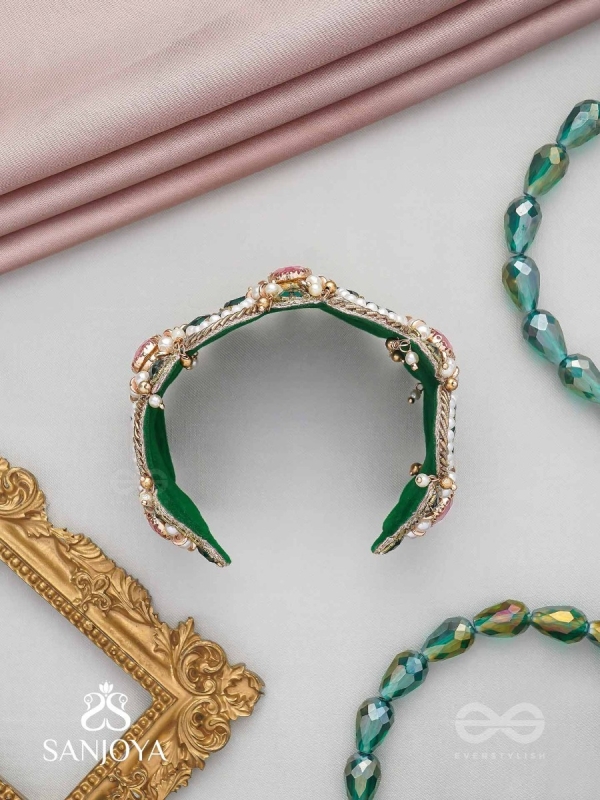 Savitra - The Spring Flowers - Stones And Beads Hand Embroidered Bangle 