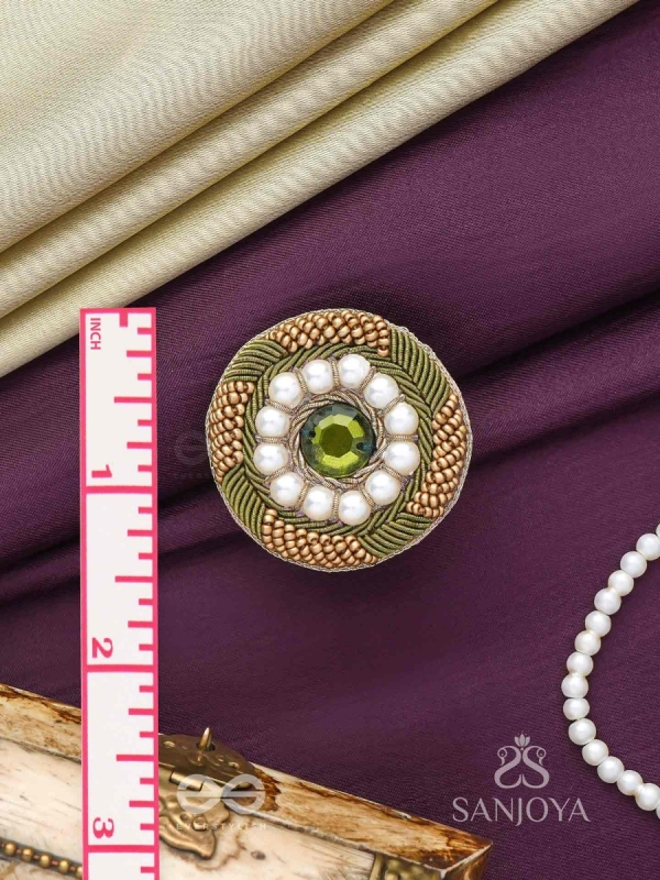 Aranyaja - Born In Forest - Beads And Stone Hand Embroidered Ring (Adjustable)