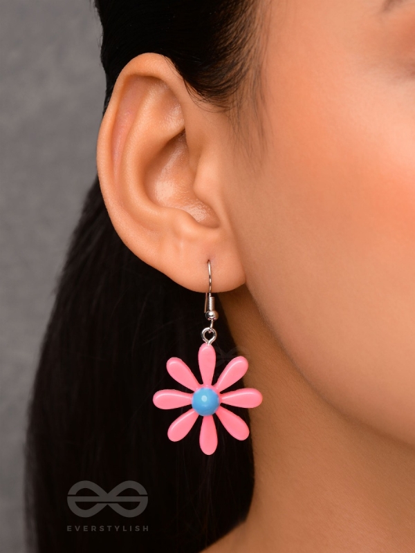 Bloom In Style - Elegant Acrylic Earrings (Pink)