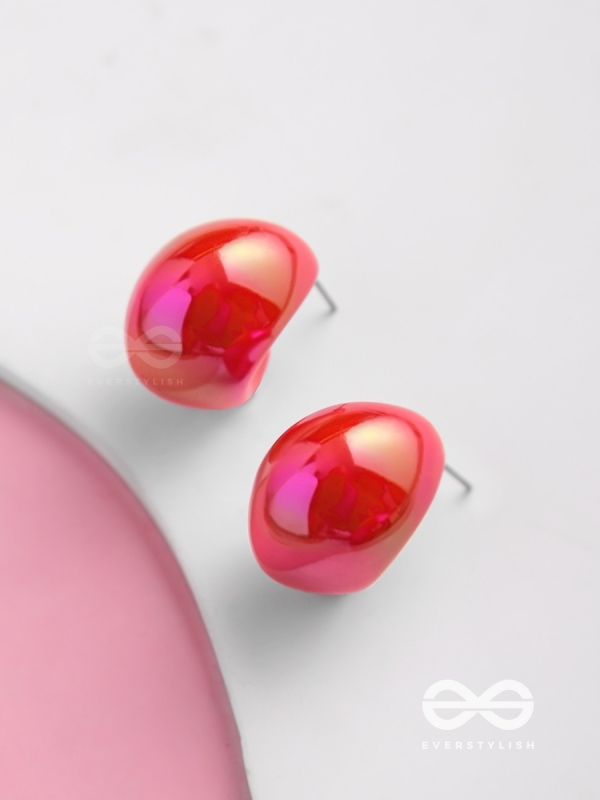 Groovy Arcs - Holographic Acrylic Earrings (Red)
