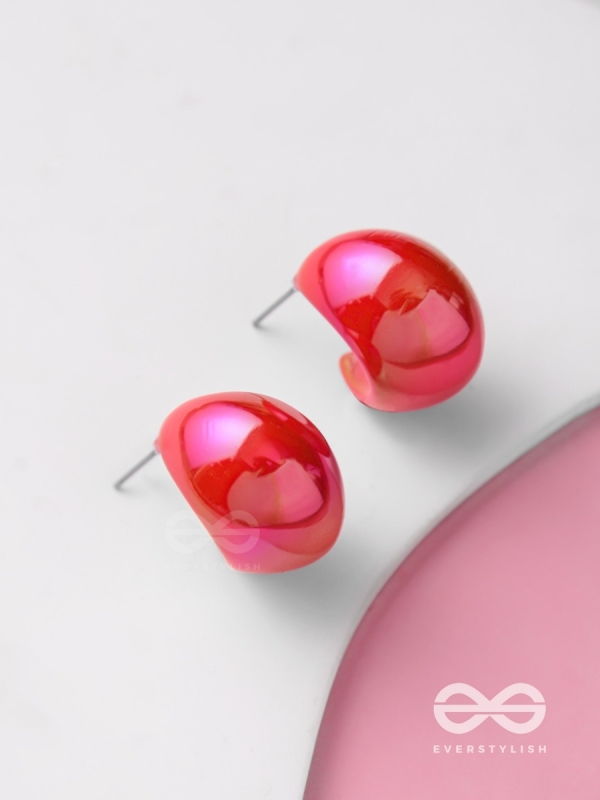 Groovy Arcs - Holographic Acrylic Earrings (Red)