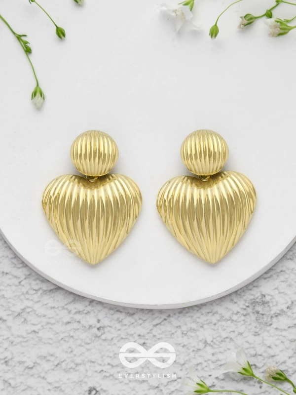 Young Love - Textured Golden Earrings