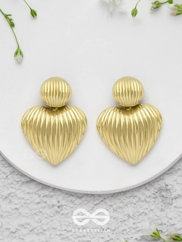 Young Love - Textured Golden Earrings