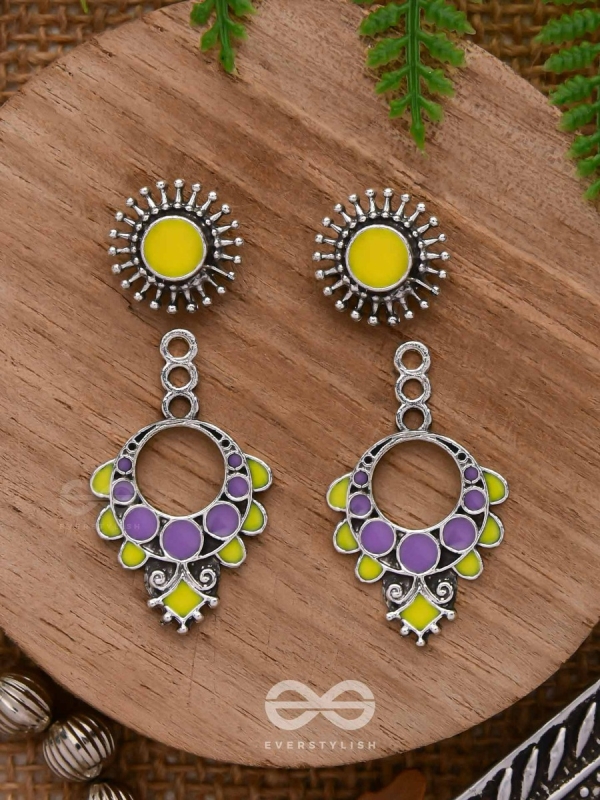 The Twilight Bloom - Statement Enamelled Oxidised Ear Jackets