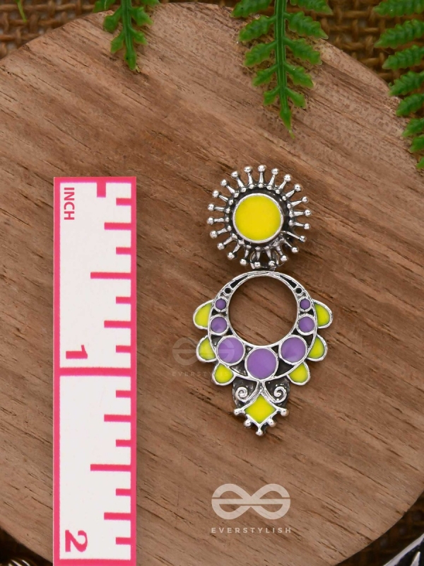 The Twilight Bloom - Statement Enamelled Oxidised Ear Jackets