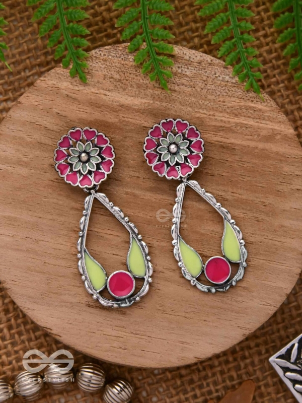 Enchanted Garden Wings - Statement Enamelled Oxidised Ear Jackets