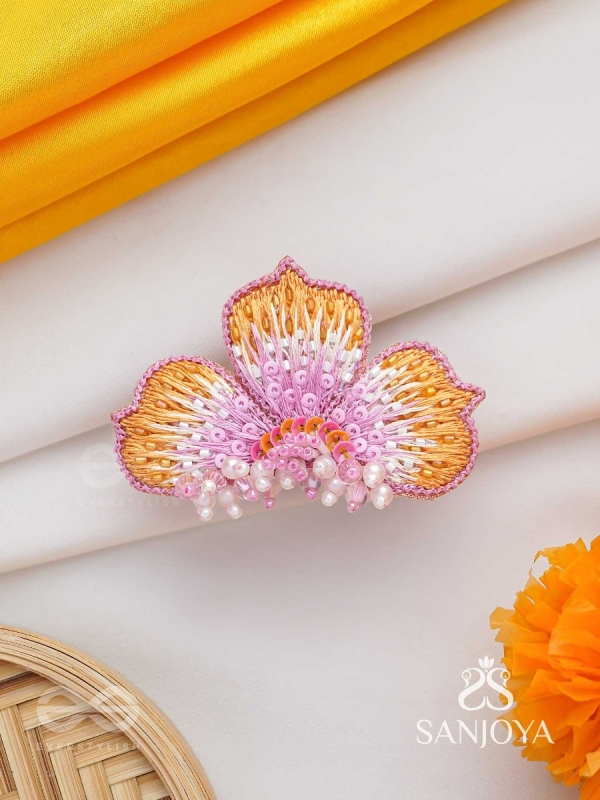 Saradgata- The Autumn Bloom - Resham, Beads And Sequins Hand Embroidered Ring (Adjustable)