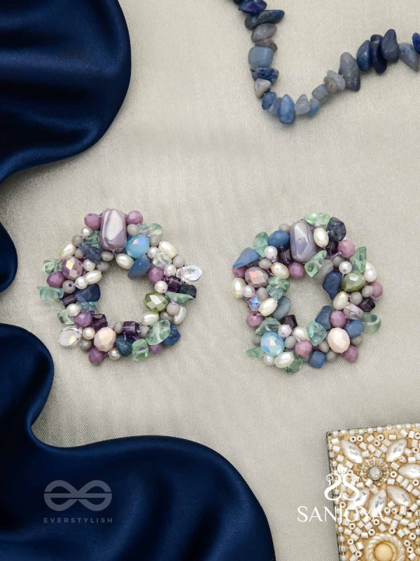 Vilohita - The Lilac Luxury- Beads Hand Embroidered Earrings
