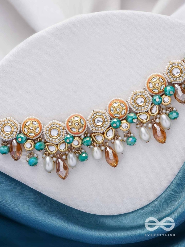 Vesht - The Dreamy Skies - Beads, Polki And Kundan Finished Hand Embroidered Neckpiece