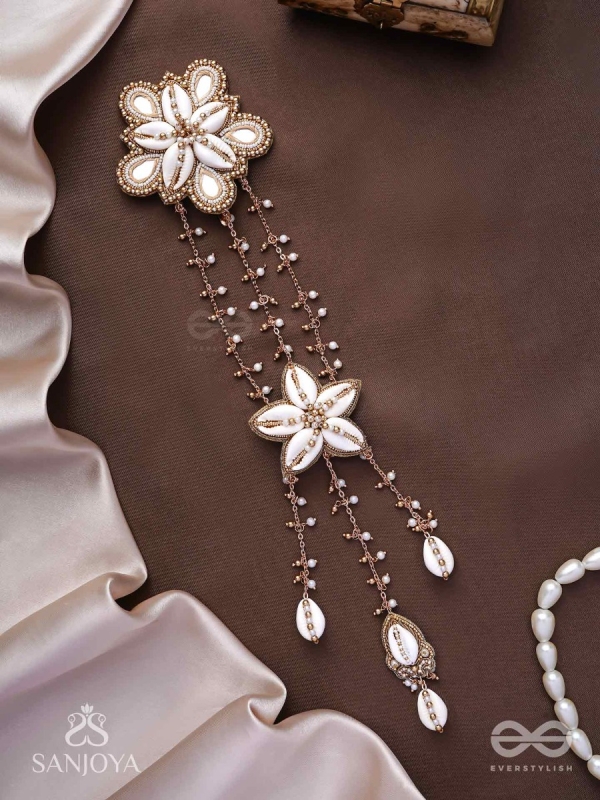 Maayin - The Magical Inflorescence - Shells, Mirrors And Beads Hand Embroidered Hair Accessory