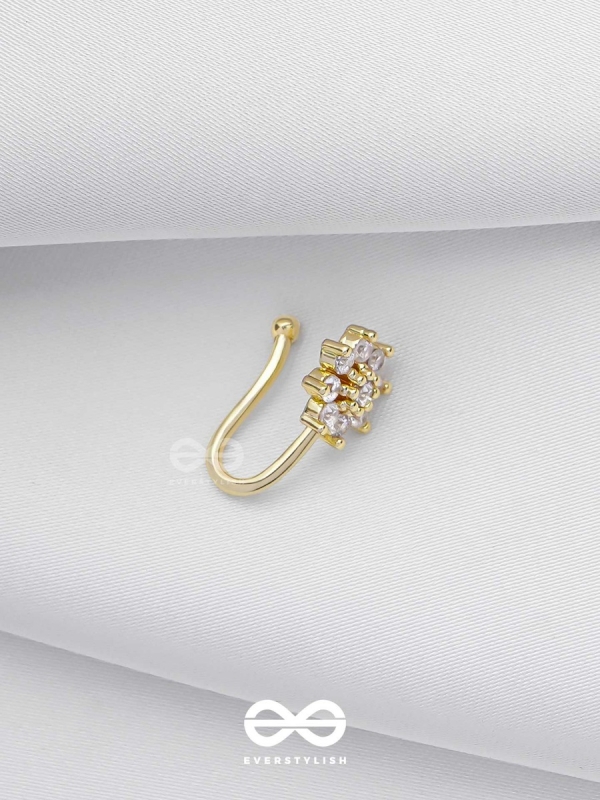 The Gorgeous Bloom - Golden Cubic Zirconia  NoseRing (NON-PIERCING)