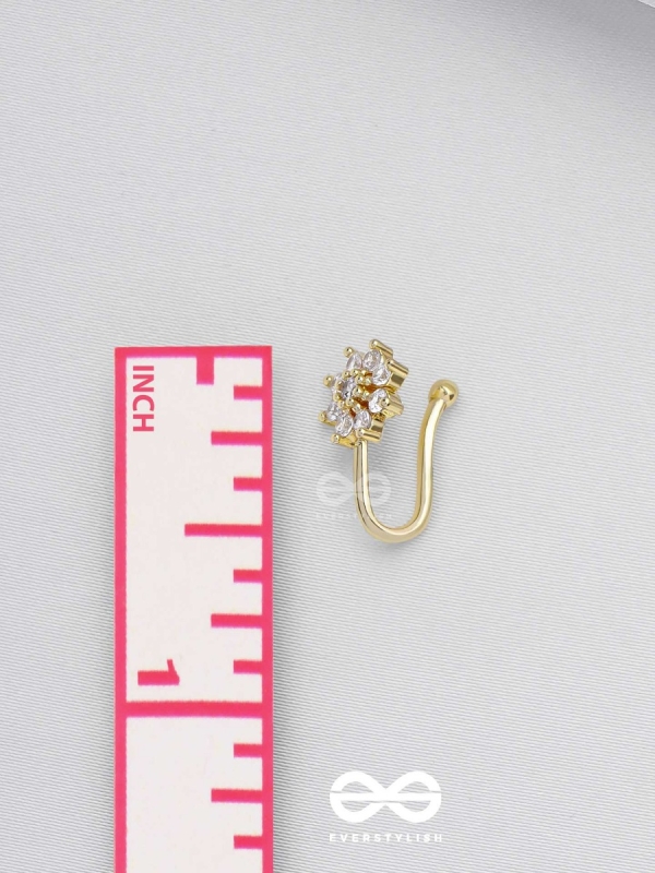 The Gorgeous Bloom - Golden Cubic Zirconia  NoseRing (NON-PIERCING)