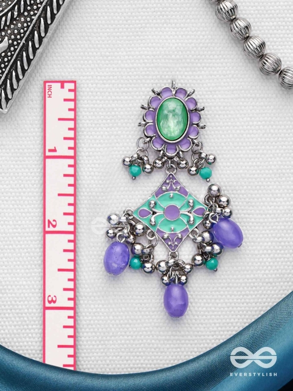 The Skyline Shore - Stone Enamelled Oxidised Earrings