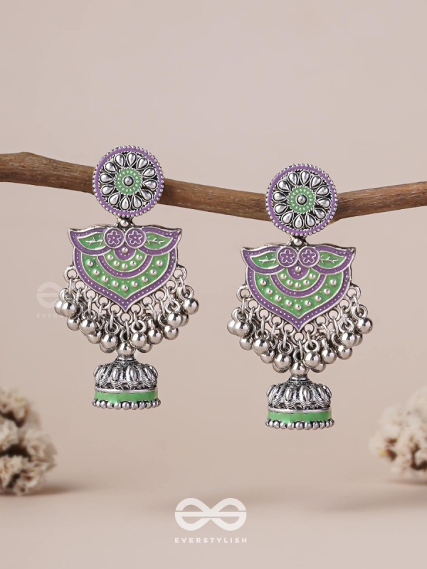 The Forest Lake- Enamelled Oxidised Earrings