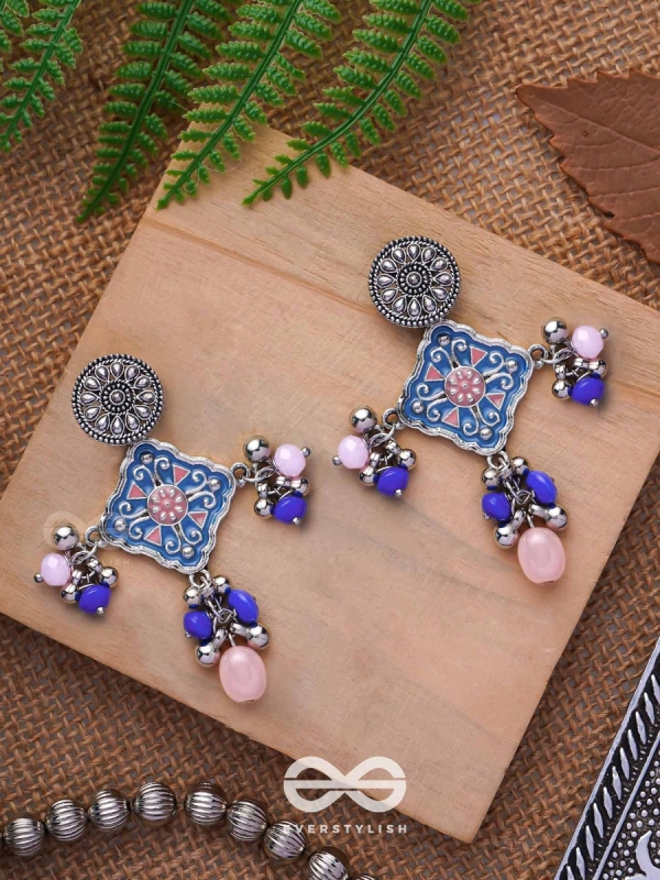 The Sky Blooms - Enamelled Oxidised Earrings