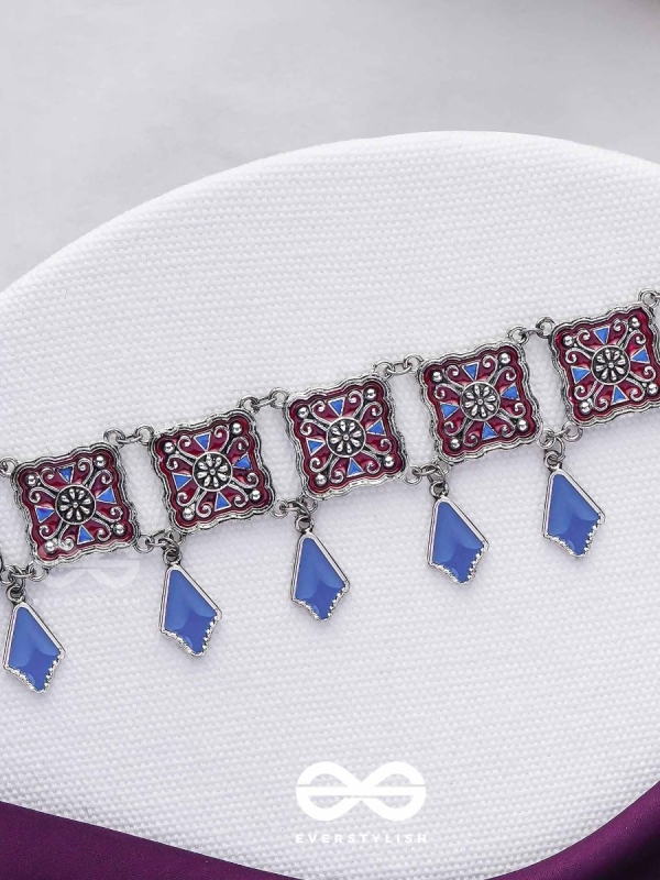 The Authentic Aura - Enamelled Oxidised Choker Neckpiece