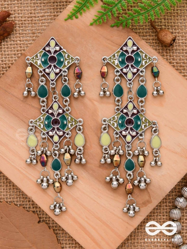 The Earthy Shades - Enamelled Oxidised Earrings