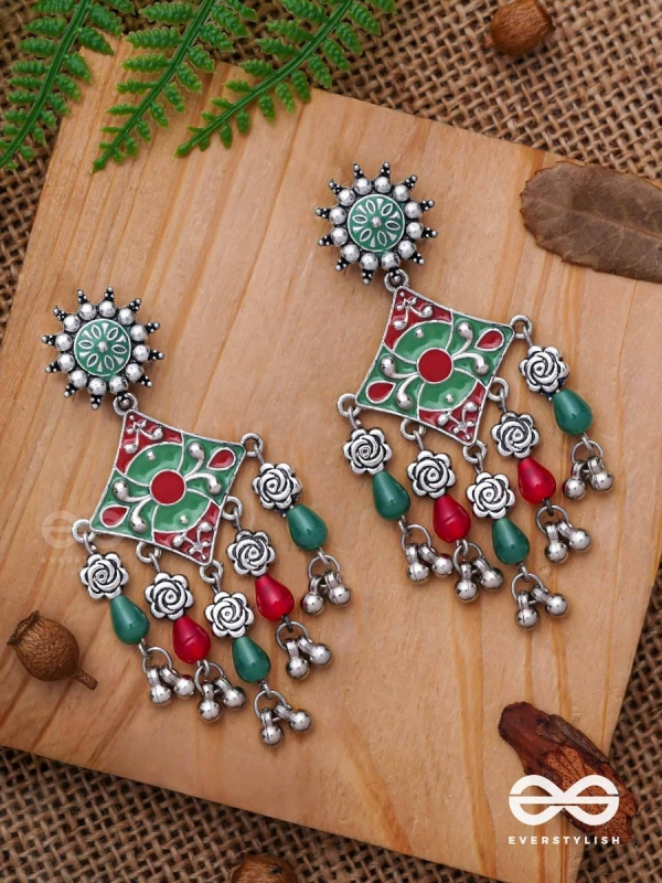 The Floral Hues - Enamelled Oxidised Earrings