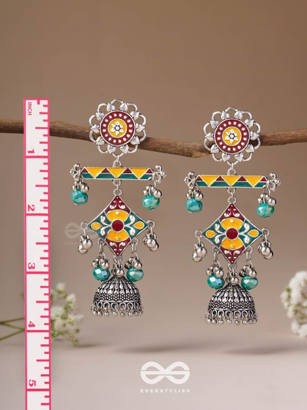 The Calming Hues - Enamelled Oxidised Earrings