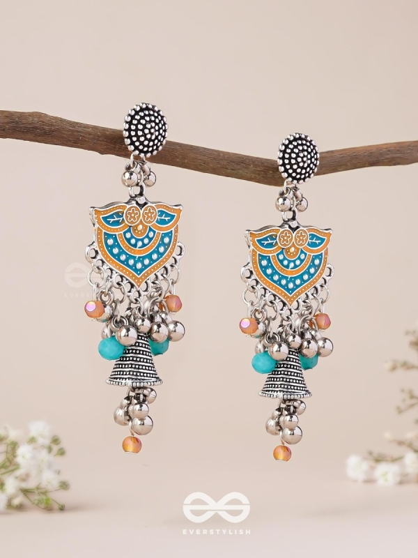 The Sunset Bells - Enamelled Oxidised Earrings