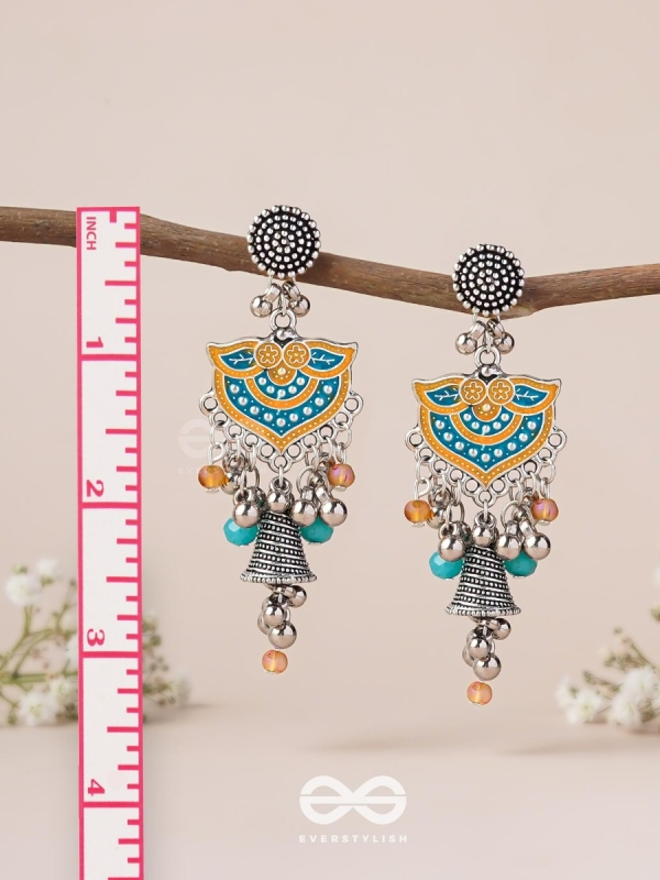 The Sunset Bells - Enamelled Oxidised Earrings