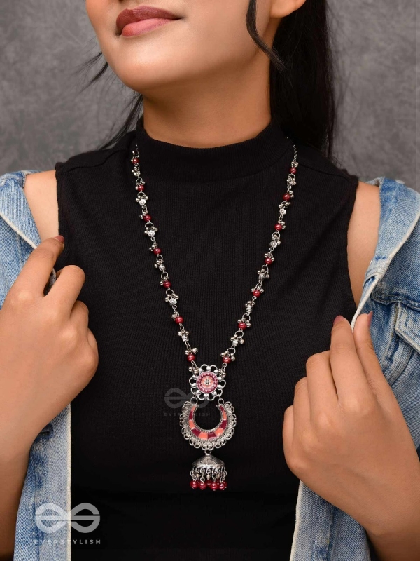The Crimson Celebrations - Enamelled Oxidised Neckpiece