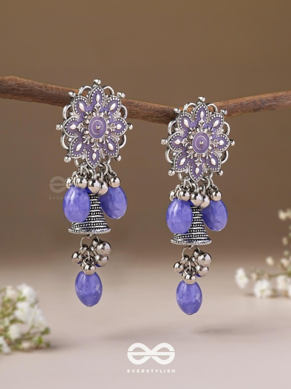 The Azure Snowflakes - Enamelled Oxidised Earrings