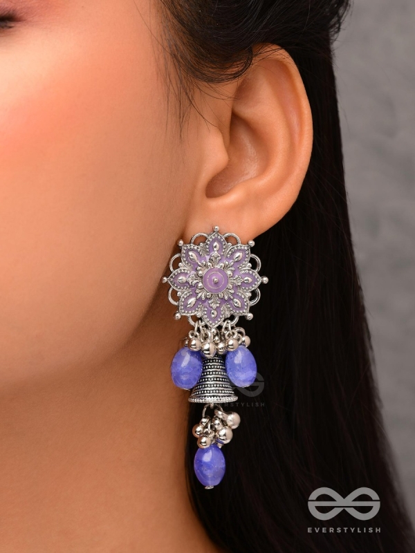 The Azure Snowflakes - Enamelled Oxidised Earrings