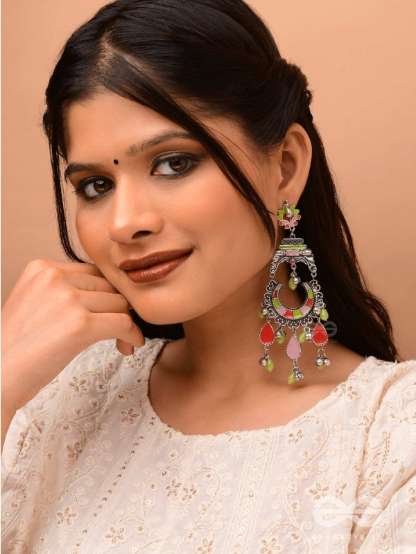 The Brilliant Paradise - Enamelled Oxidised Earrings