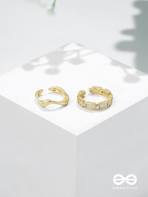 Midas Treasures - Golden Cubic Zirconia Rings (Set Of 2 Adjustable)