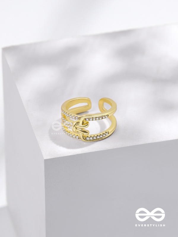 The Cherished Bonds - Golden Cubic Zirconia Ring (Adjustable)