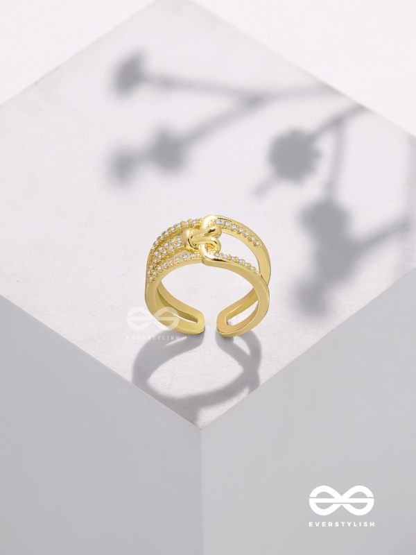 The Cherished Bonds - Golden Cubic Zirconia Ring (Adjustable)
