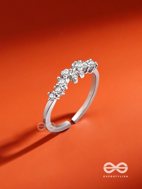 The Divine Swans - Silver Cubic Zirconia Ring (Adjustable)