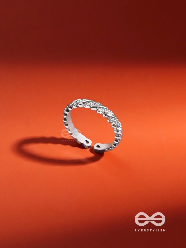 The Twisted Tales - Silver Cubic Zirconia Ring (Adjustable)