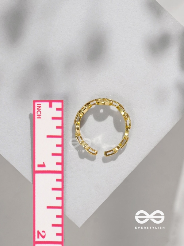 The Orbital Bliss - Golden Cubic Zirconia Ring (Adjustable)