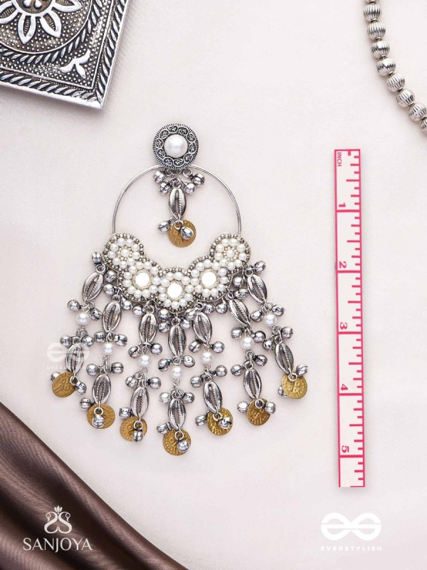 Pakshas - The Shore Craft - Shells, Beads And Coins Hand Embroidered Earrings