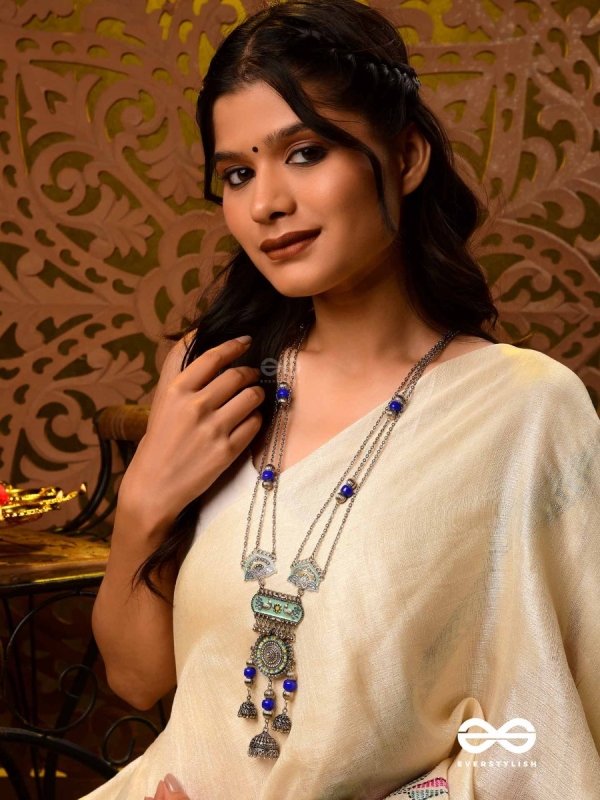 Oxi Radiance - Oxidized necklace with blue and green enamel work