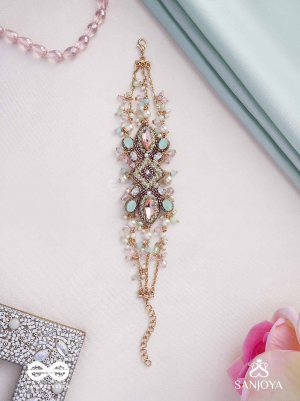 Maṇisutram-String of Gems-Regal Bracelet featuring pastel Stones & Beads.