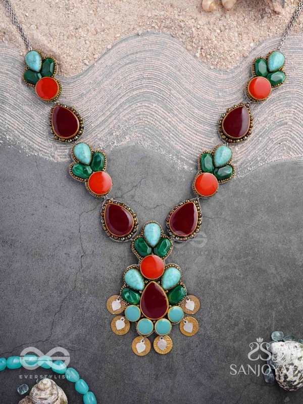 Tarunamala-Youthful Garland-Statement chunky multicolored gemstones necklace
