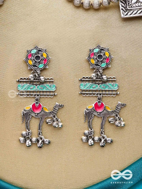 Camel’s Melody- Oxidized Camel motif earrings