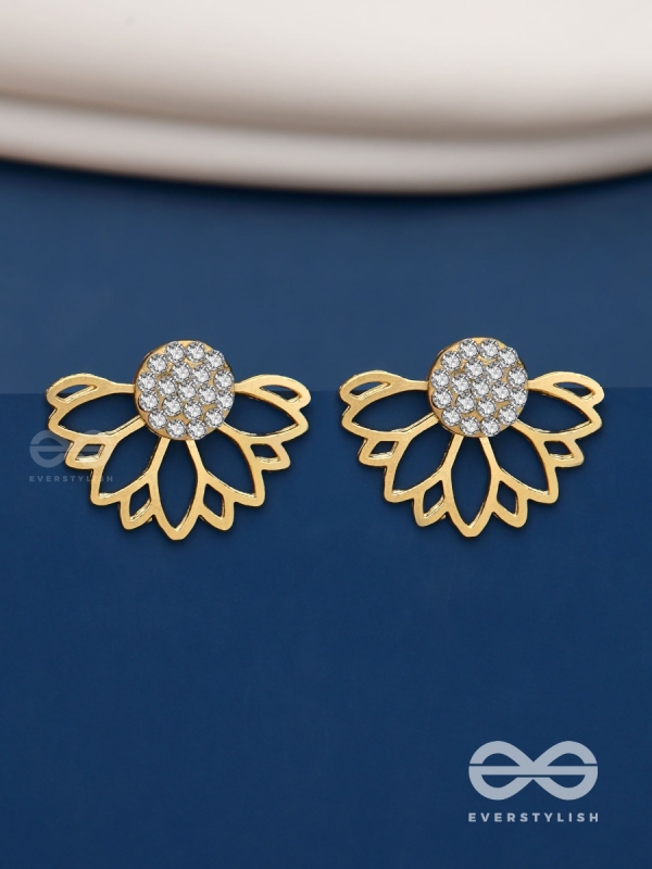 Simmering dawn - Lotus shaped golden ear jackets  