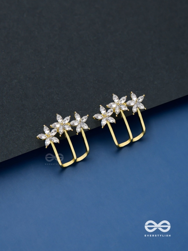 Queen’s delight - Crown shaped golden crystal studs 