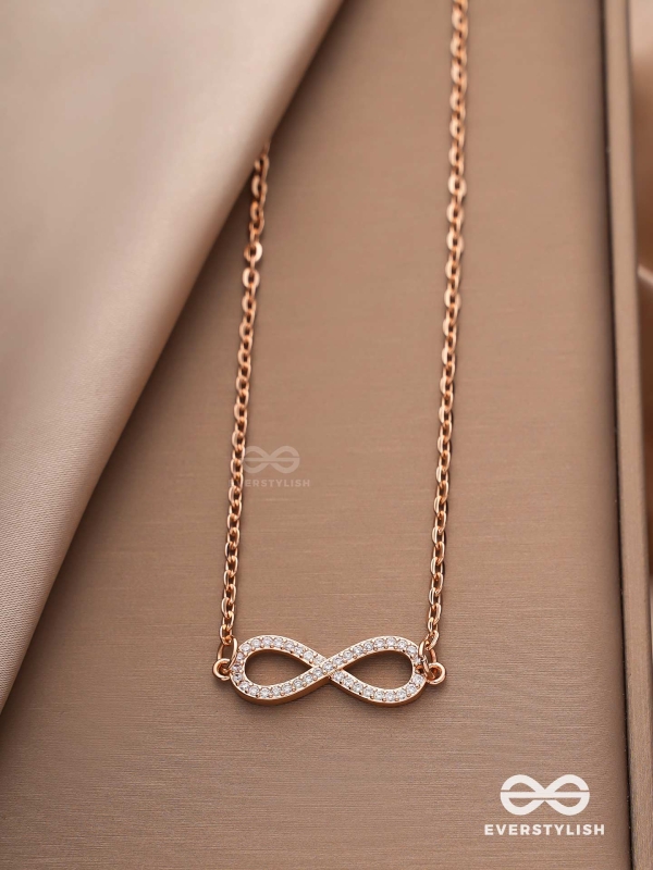 TO INFINITY AND BEYOND – CUBIC ZIRCONIA PENDANT NECKLACE WITH ANTI-TARNISH COATING