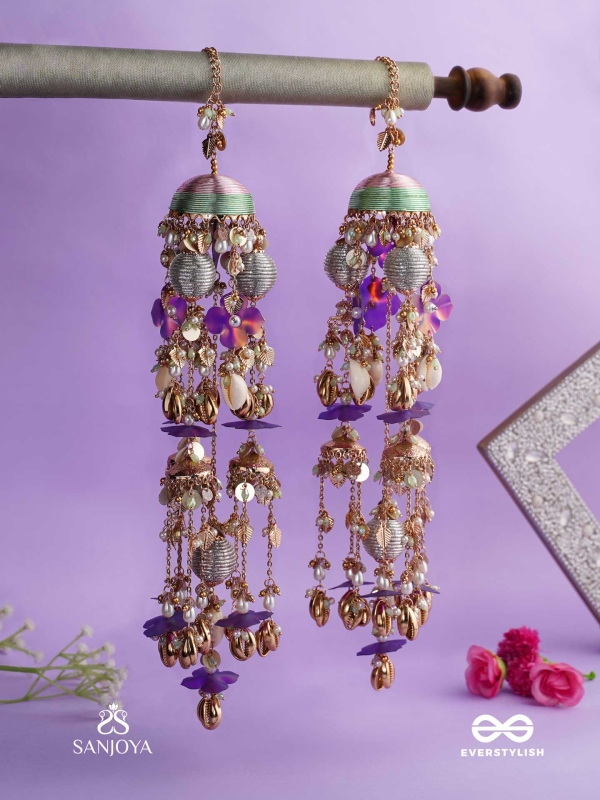 RANGOLIKA - A CANVAS OF COLORS - FLORAL INSPIRED METALLIC CHAINS WITH VIBRANT BEADS AND SHELLS  HAND EMBROIDERD KALEERE 