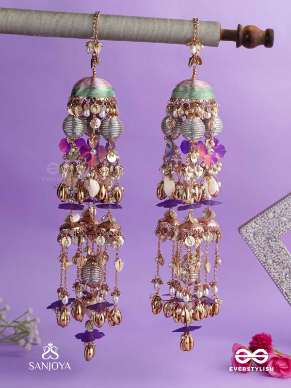 RANGOLIKA - A CANVAS OF COLORS - FLORAL INSPIRED METALLIC CHAINS WITH VIBRANT BEADS AND SHELLS  HAND EMBROIDERD KALEERE 