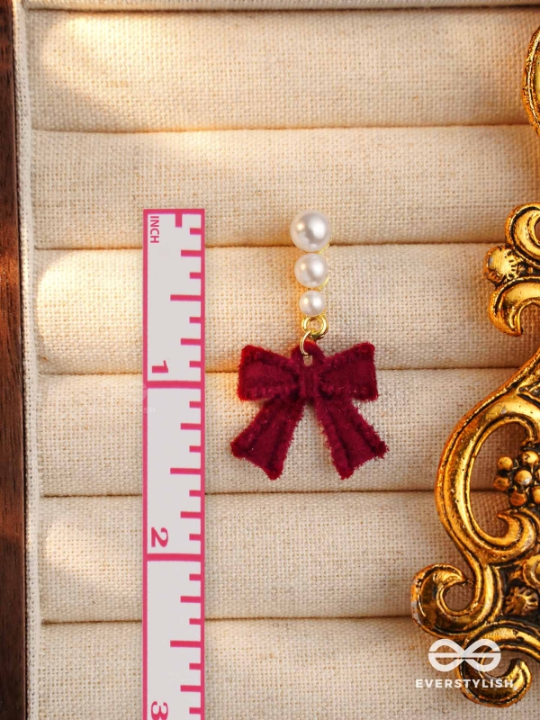 RUBY GRACE - TIMELESS RED BOW & PEARL EARRINGS