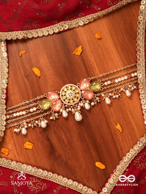 TARUNIMA - FRESHNESS- SIMPLE GRACEFUL CHOKER NECKPIECE WITH GEMSTONES, KUNDAN AND PEARLS