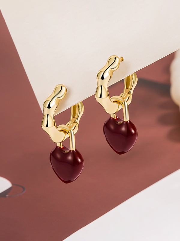 HEARTLINK DROPS-  DAINTY GOLD TONE EARRINGS