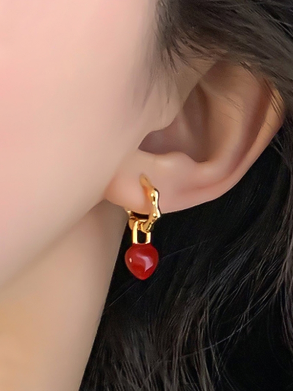 HEARTLINK DROPS-  DAINTY GOLD TONE EARRINGS