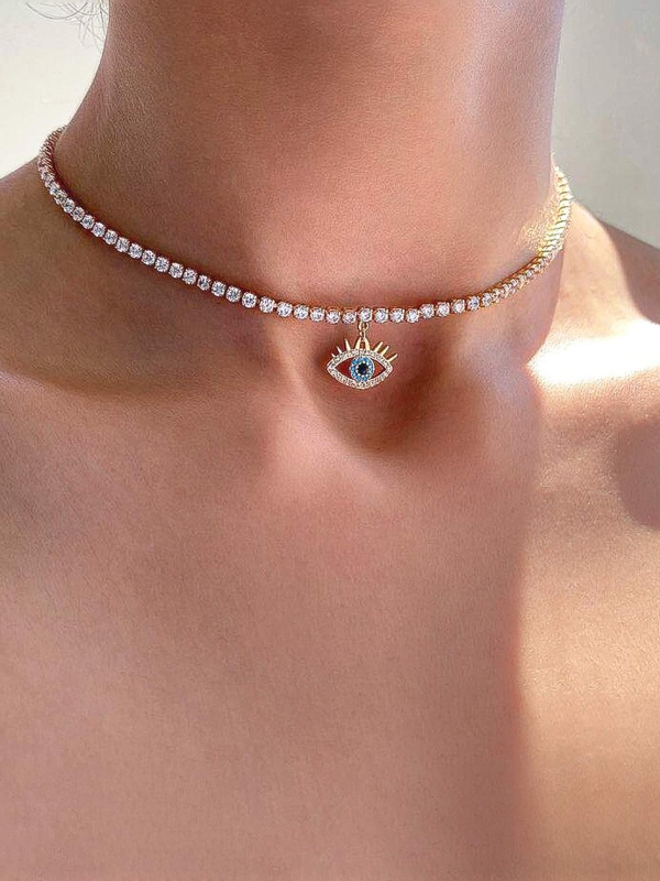 EVIL EYE SPARK- DAINTY CHOKER WITH CRYSTALS